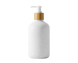White Speckled Ceramic Soap Dispenser with Bamboo Pump