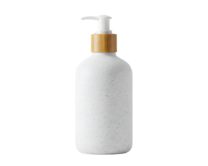 White Speckled Ceramic Soap Dispenser with Bamboo Pump