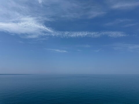 Open ocean, blue sky, beautiful clouds