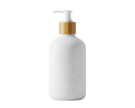 White Speckled Ceramic Soap Dispenser with Bamboo Pump