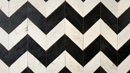 Bold Black and White Chevron Pattern on Wood Panels – Seamless Modern Rustic Design