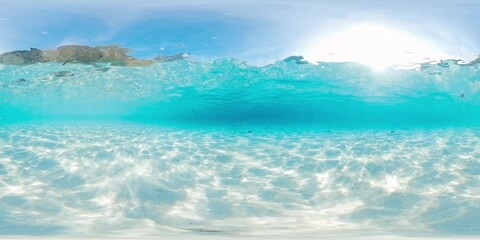 VR 360 Underwater panorama of the tropical sea with perfect sandy bottom