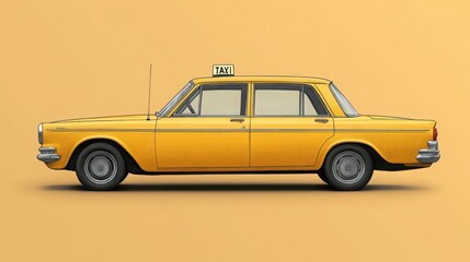 Classic Yellow Taxi Parked Against
