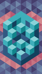 Abstract 3d geometric illustration featuring cubes and triangle background