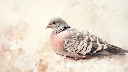 A spotted dove resting peacefully on an invisible perch