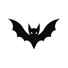 Fototapeta premium Flying bat with flapping wings in sharp angle graphic design silhouette