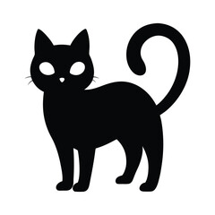 Black cat with arched back and raised tail in spooky feline silhouette