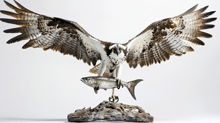 An osprey carrying a fish in its sharp claws