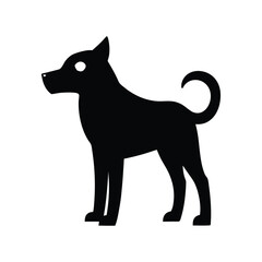 Dark dog with arched back and glowing eyes spooky animal graphic silhouette