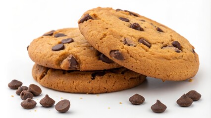 Three Chocolate Chip Cookies, Close-up Stack, Sweet Treat, Bakery, Dessert Photography, Food Styling Chocolate chip cookies, food photography