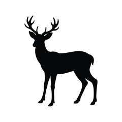 Wild deer standing tall with alert posture in woodland creature silhouette