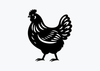 Meat breed chicken broiler black and white vector silhouette