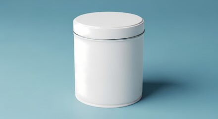 Blank White Tin Can Mockup on Blue Background for Product Branding