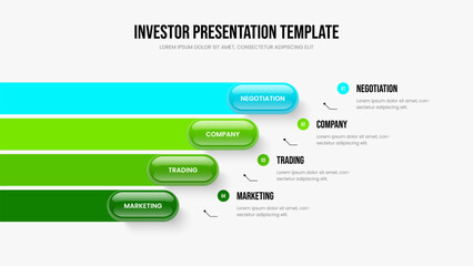 Investor Forecast 4 Step Infographic Presentation Layout. Sales Development Slideshow Design Vector Illustration. Corporate Growth Four Element Diagram Slide Template.