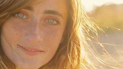 Close-up portrait of a woman with expressive eyes.