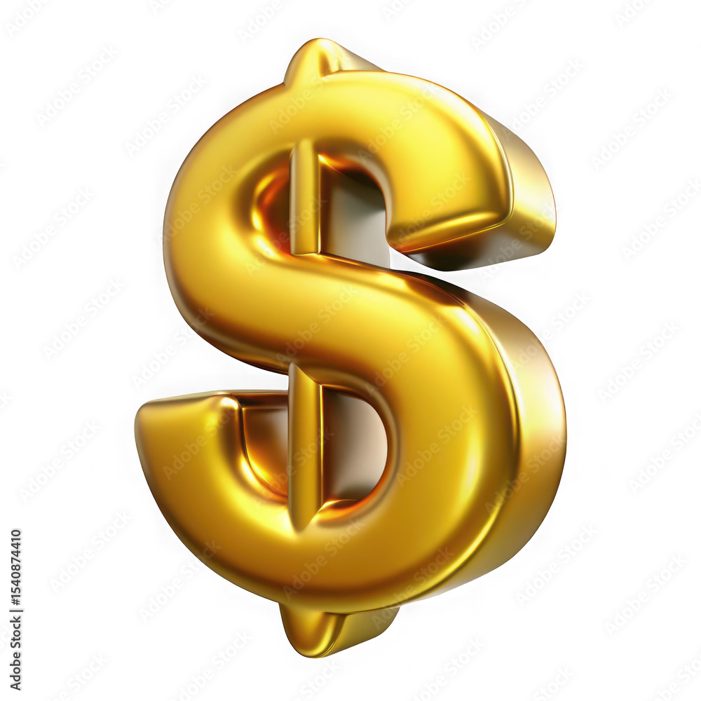 Poster shiny golden dollar sign symbol with realistic 3d rendering against a dark and isolated background