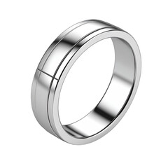 Modern mens platinum wedding band ring isolated on transparent background