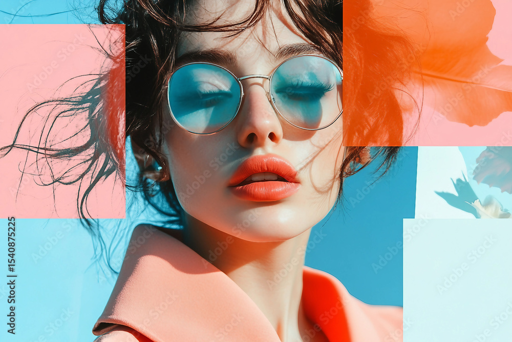 Poster generative ai retro inspired spring collage with abstract geometric elements and bold artistic compo