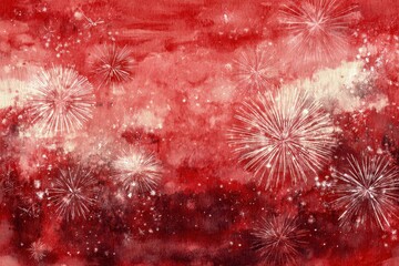 Colorful fireworks display celebrates Canada Day in a vibrant red sky Generative AI