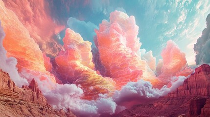 Radiant folds of opal and coral-colored fireworks unfurling in overlapping clusters