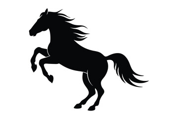 Silhouette of a horse rearing up on its hind legs vector illustration.