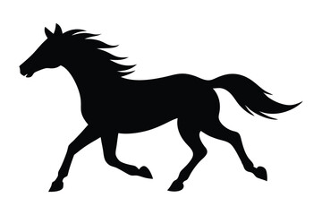 Silhouette of a horse galloping across the field vector illustration.