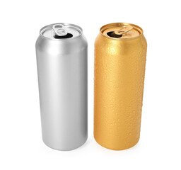Two blank tin cans isolated on white