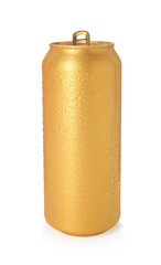 One golden tin can isolated on white