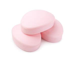 Three soap bars isolated on white. Personal hygiene