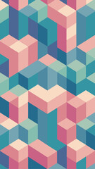 Obraz premium Abstract isometric cube pattern illustration featuring soft pastel tones suitable for backgrounds