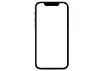 Modern smartphone with transparent background displaying empty screen