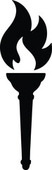 Silhouette torch with flame isolated fire symbol vector illustration