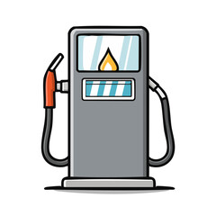 Fototapeta premium Illustration of gray gas pump with fuel nozzle and hose on black background.