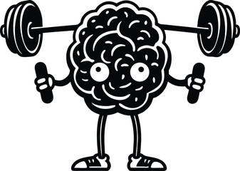 Cartoon brain character with short arms and legs
