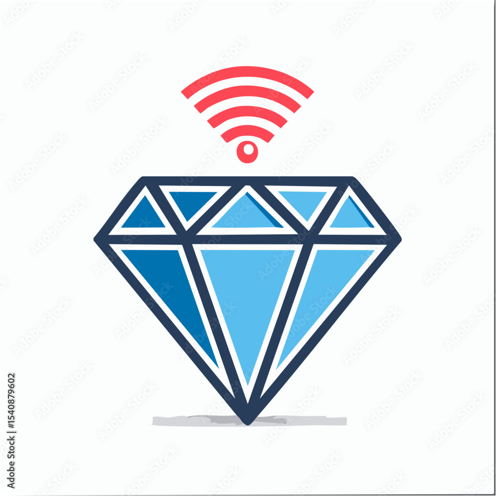 Poster diamond with wifi icon abstract illustration symbolizing smart technology and connectivity on isolat