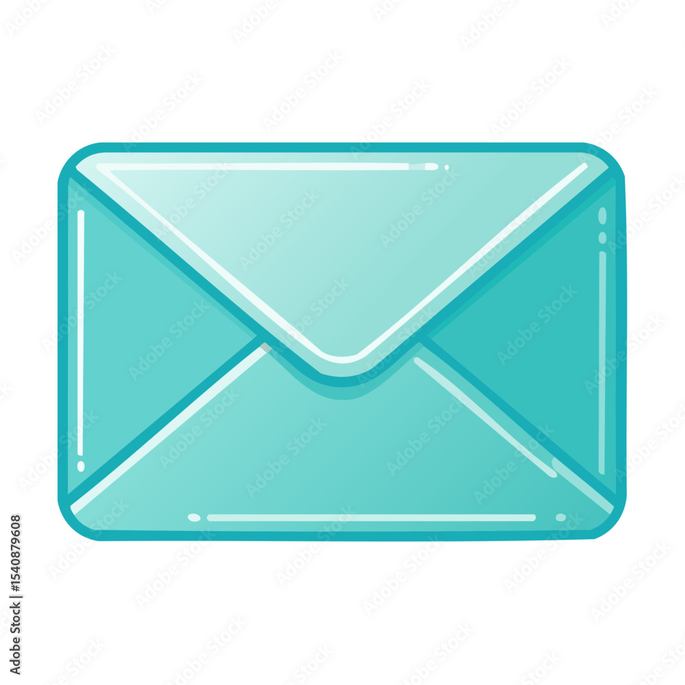 Aufkleber turquoise envelope illustration for email marketing and communication themes in digital style for we