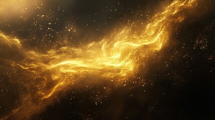Soft golden fireworks cascading like molten lava into endless blackness