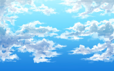 晴れた空の手描きイラスト