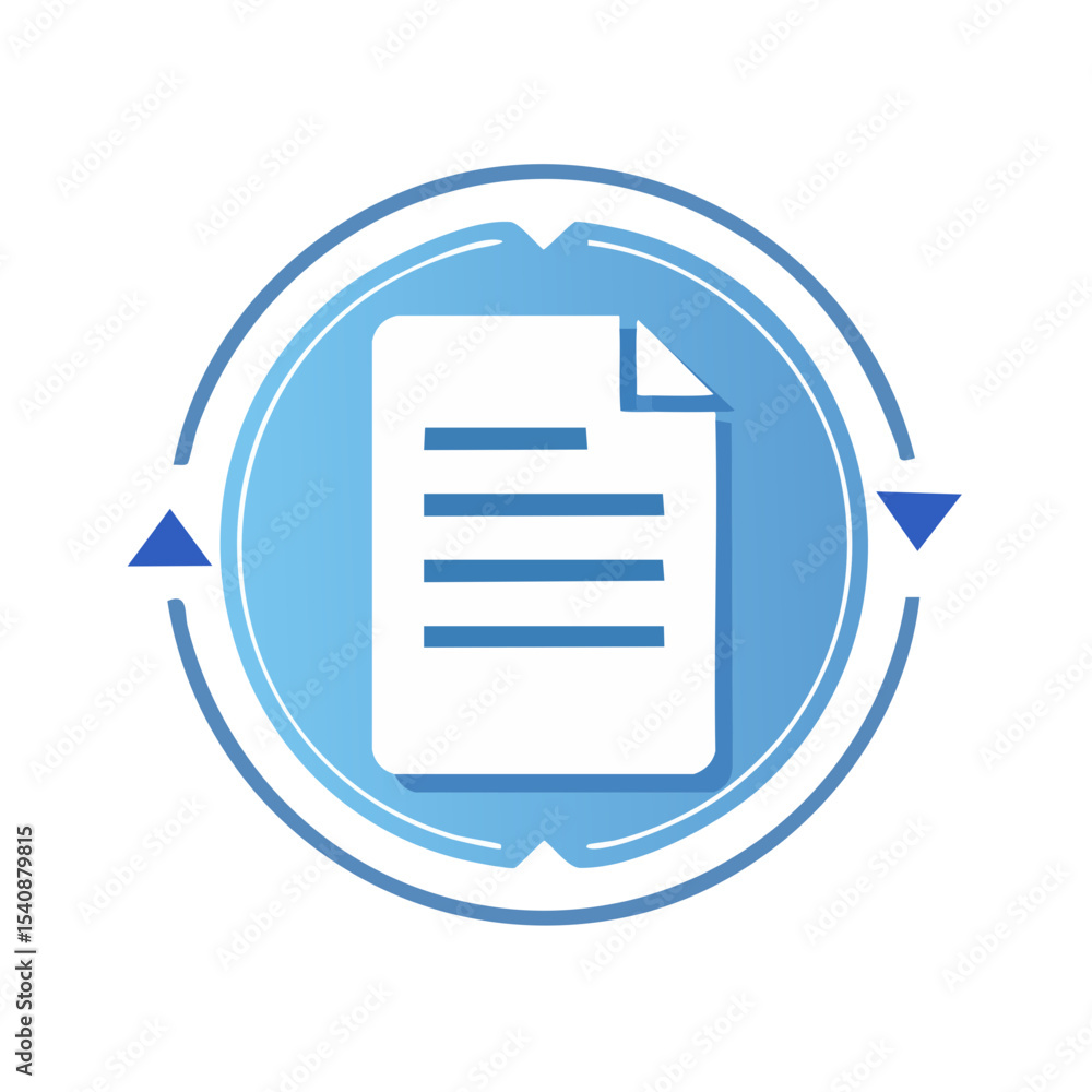 Poster document file synchronization process icon data transfer circular arrow concept