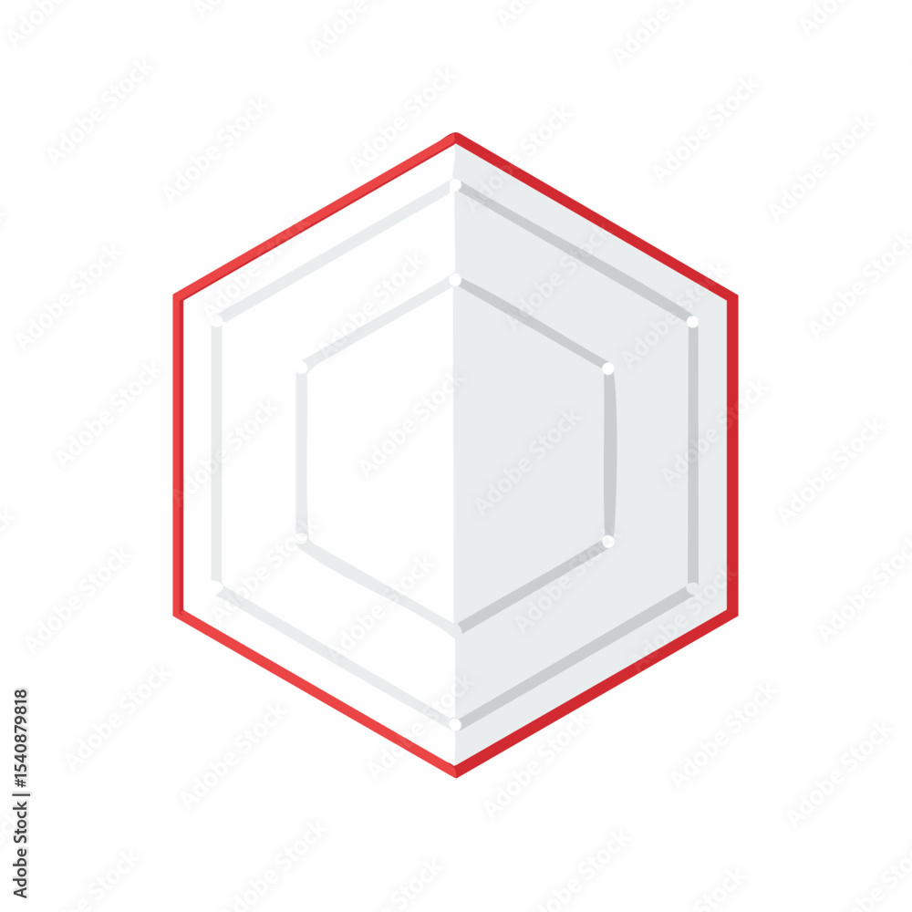 Poster geometric hexagon minimalist vector design white red edge modern illustration abstract background