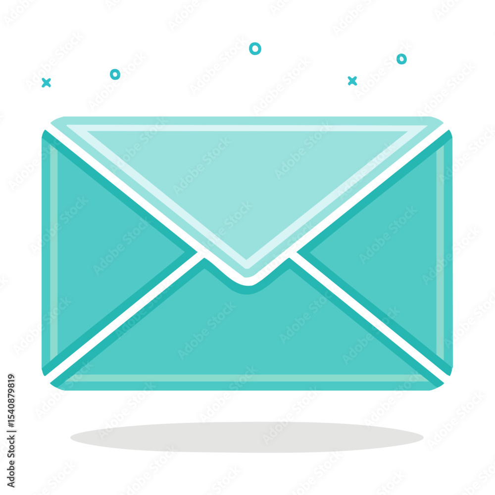 Poster turquoise envelope vector illustration design for communication and mail services correspondence and