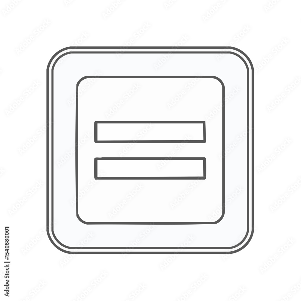 Poster isolated equals math symbol outline in rounded square button shape