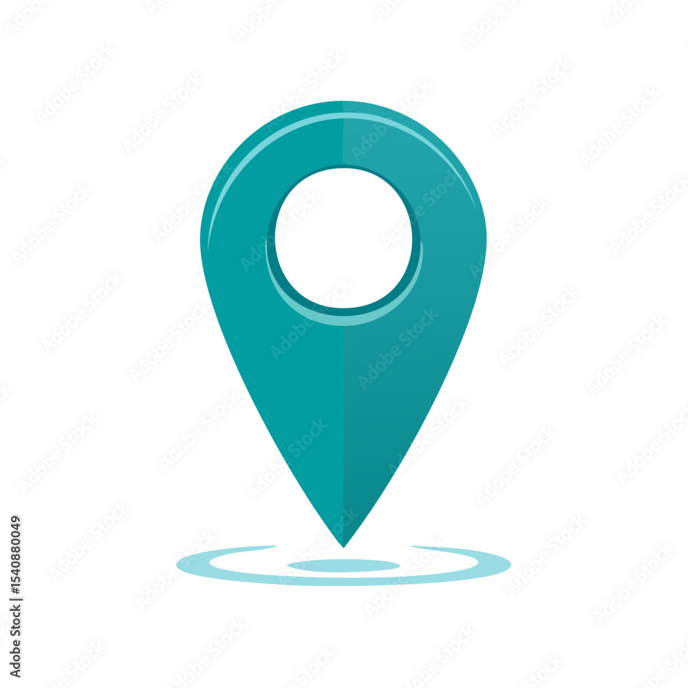 Poster turquoise location pointer icon navigational tool for maps applications design