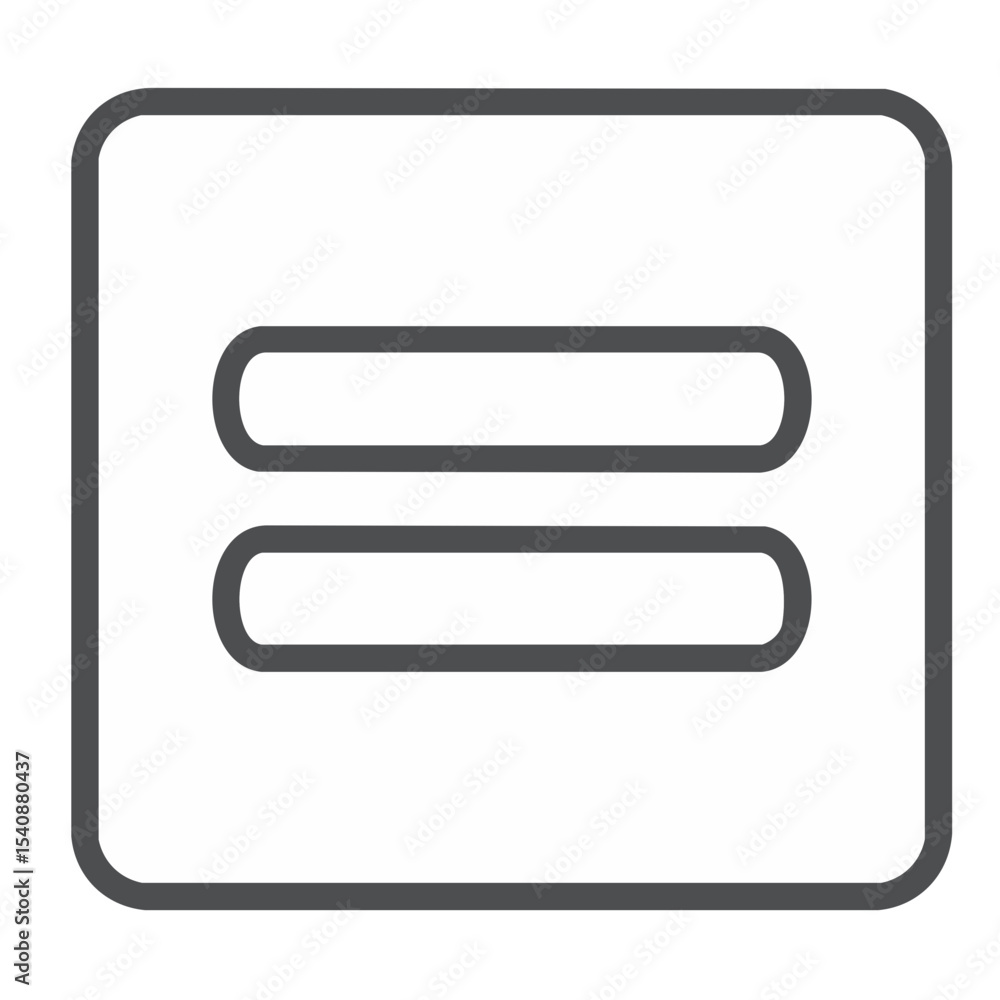 Poster simple equal symbol icon within rounded square for mathematics and comparison concepts