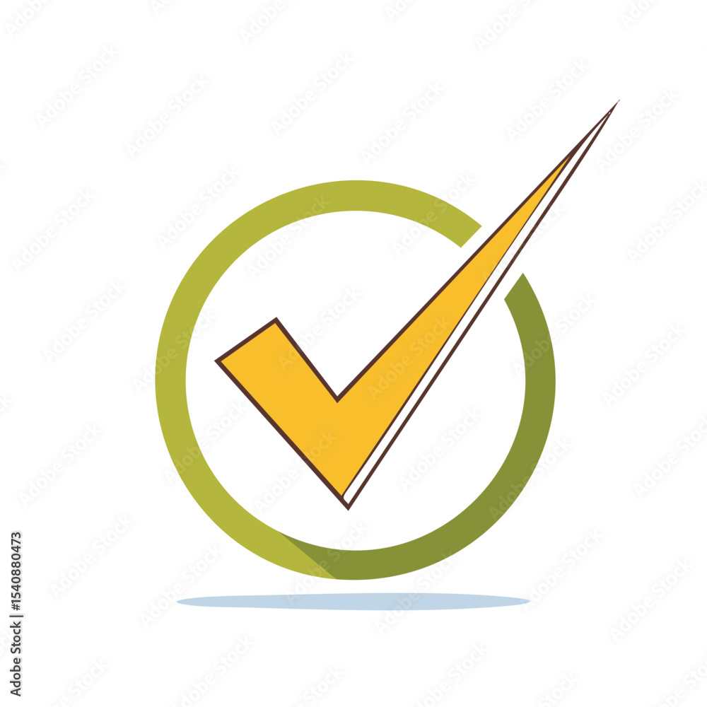 Poster verification check mark symbol graphic element with circle outline confirmation concept