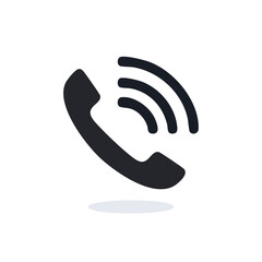 Dark Gray Phone Icon with Sound Waves on Black Background for Communication