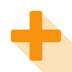 Obraz premium Orange Plus Sign on Black with Shadow. Addition Icon for Medical, Math, or Graphics