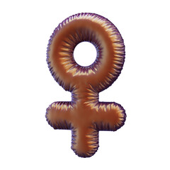 Metallic Female Gender Symbol Balloon Isolated on White Background