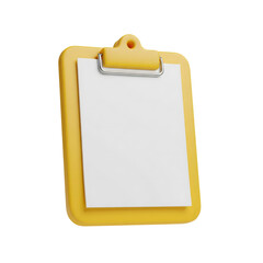 Yellow Clipboard with Blank White Paper isolated on a transparent background image
