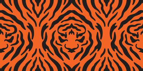 Pattern tiger stripes. Animal skin. Black and orange texture.